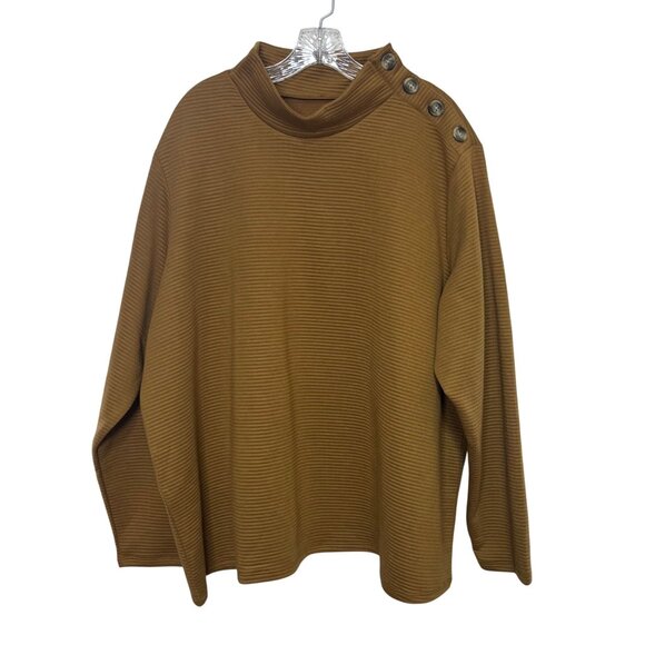 St. Johns Bay Ribbed Knit Turtleneck Sweater Womens 3X Brown New - Picture 1 of 8